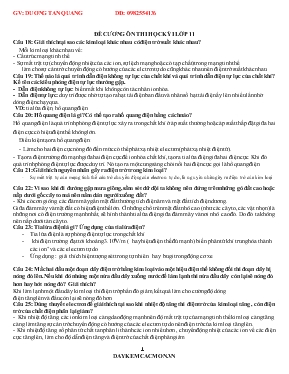 Đề cương ôn thi học kỳ I lớp 11 môn vật lý